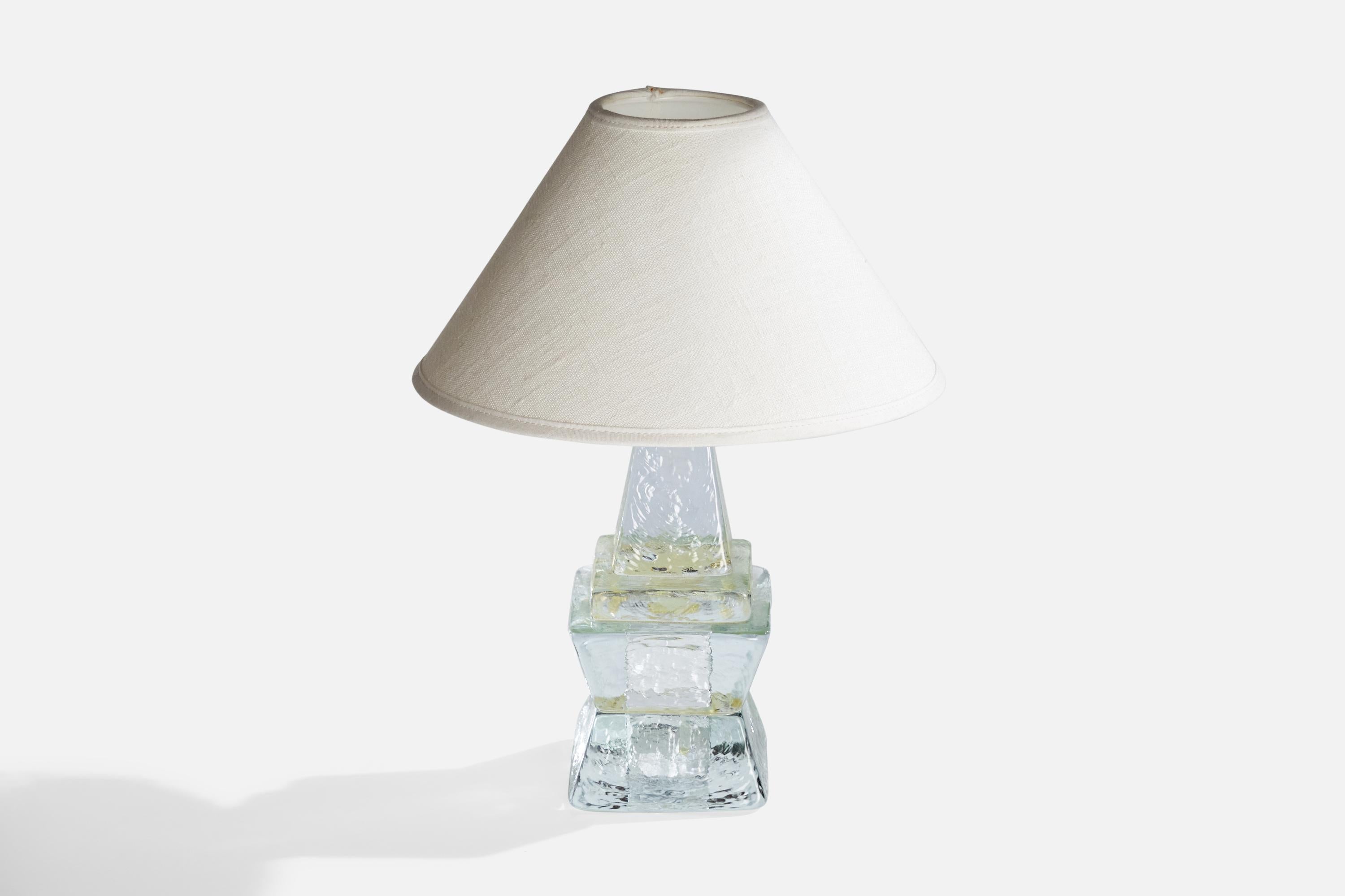 Urshult Glasbruk, Table Lamp, Glass, Sweden, 1960s In Good Condition In High Point, NC