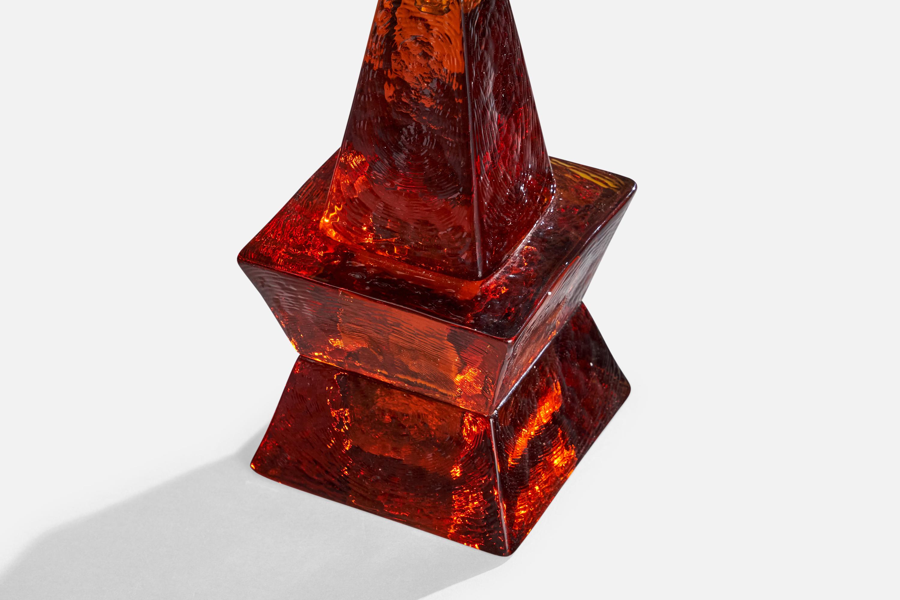 Urshult Glasbruk, Tischlampe, Glas, Schweden, 1960er Jahre (Mitte des 20. Jahrhunderts) im Angebot