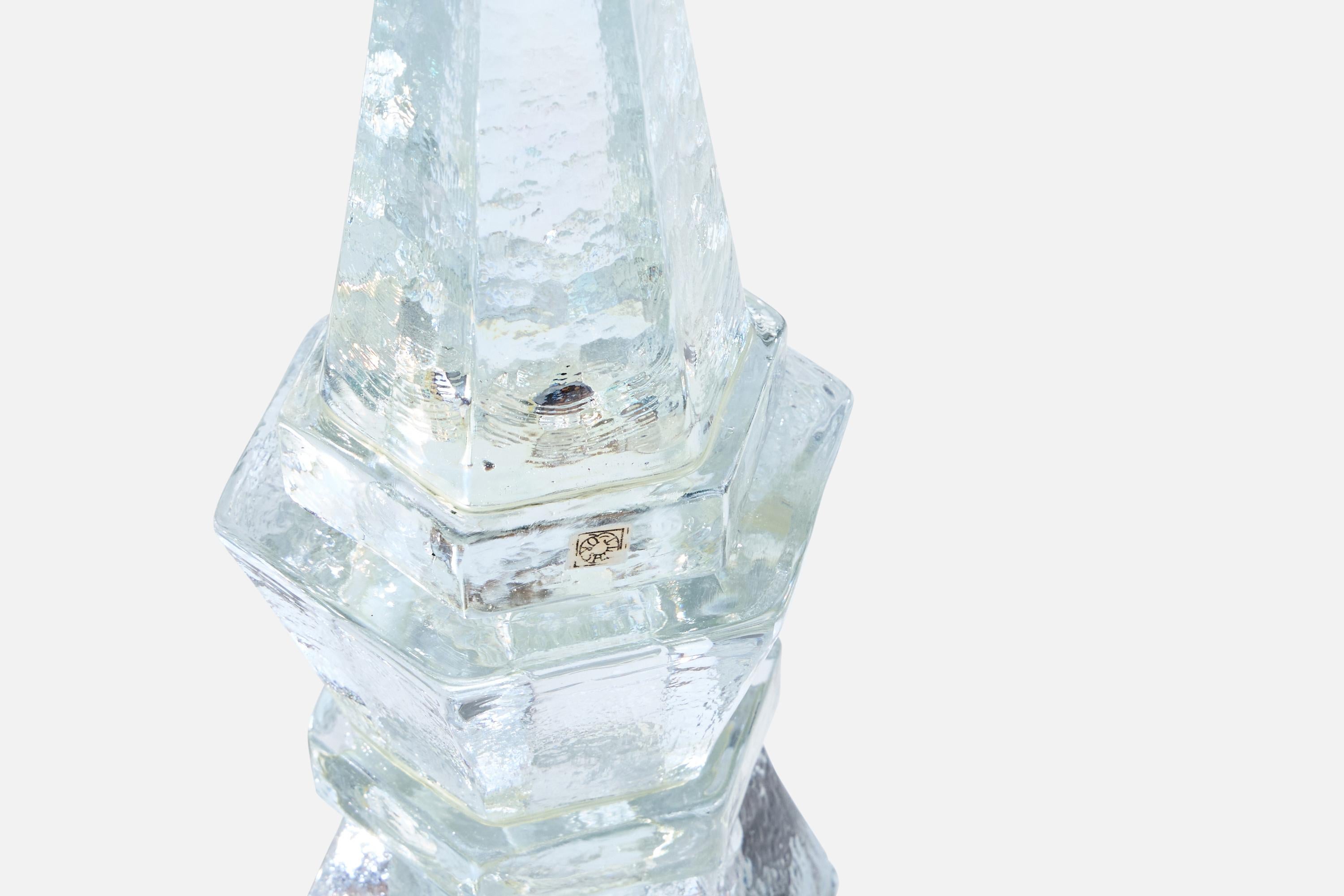 Mid-20th Century Urshult Glasbruk, Table Lamp, Glass, Sweden, 1960s For Sale