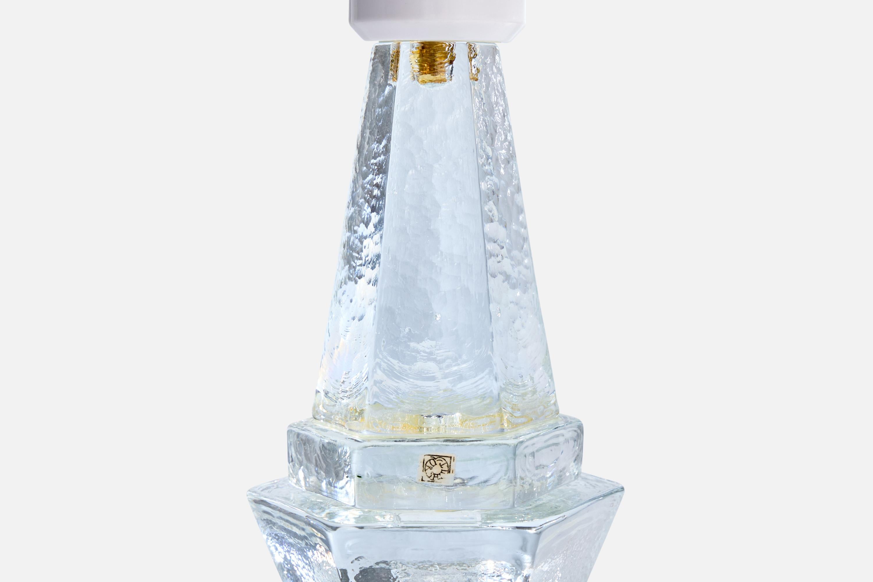 Urshult Glasbruk, Table Lamp, Glass, Sweden, 1960s For Sale 1