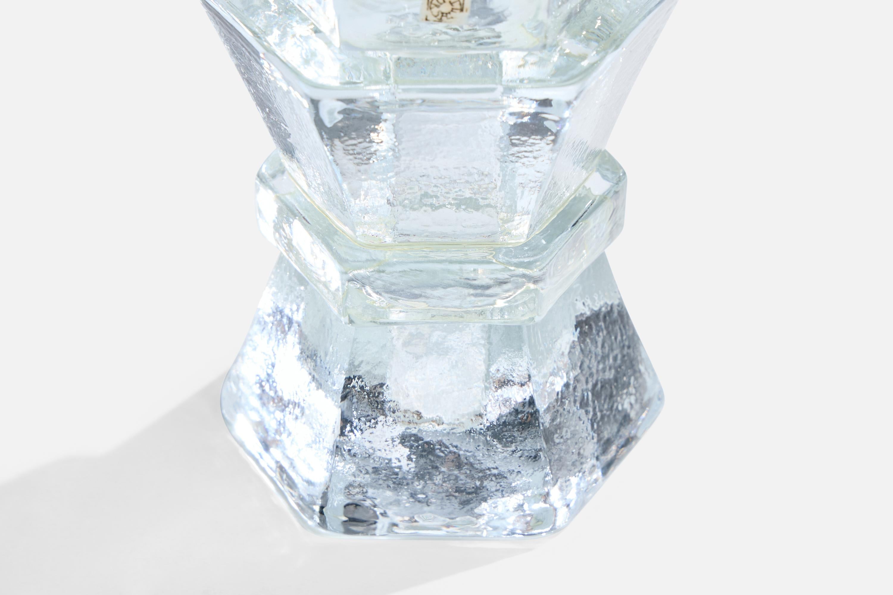 Urshult Glasbruk, Table Lamp, Glass, Sweden, 1960s For Sale 3