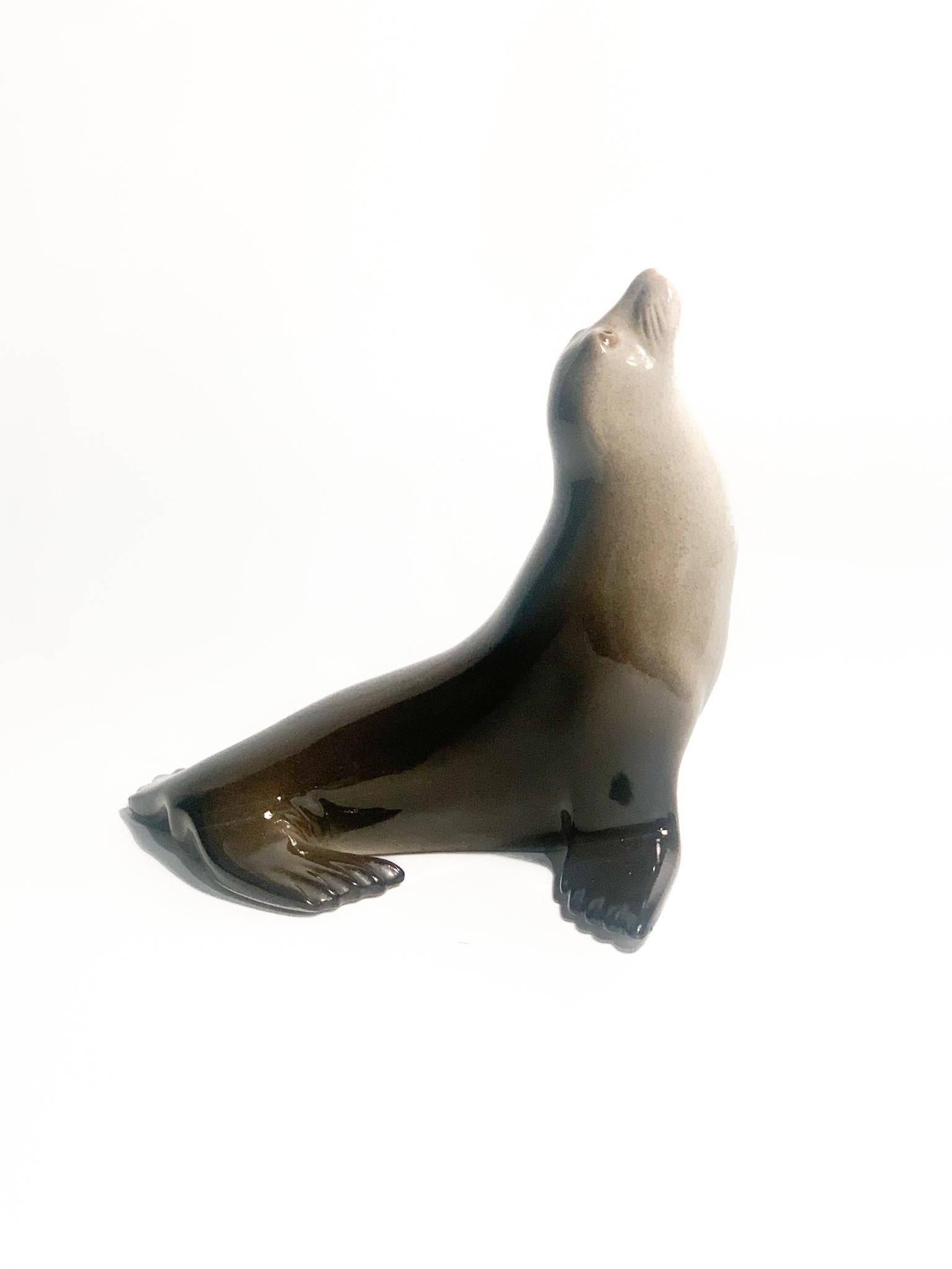 International Style URSS Ceramic Sculpture of a Seal from the 1940s For Sale