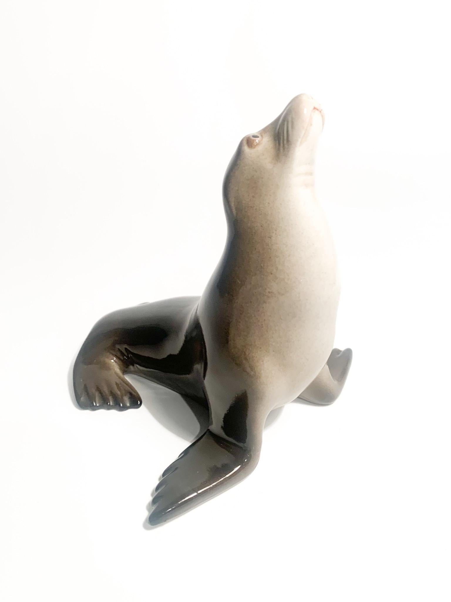 Russian URSS Ceramic Sculpture of a Seal from the 1940s For Sale