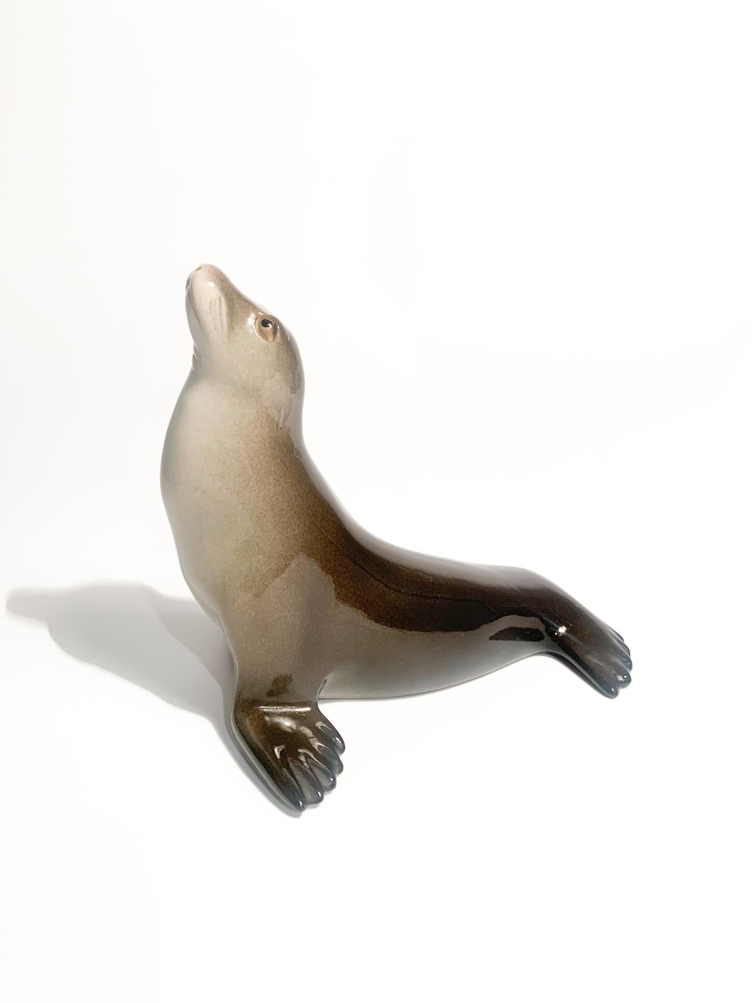 Mid-20th Century URSS Ceramic Sculpture of a Seal from the 1940s For Sale
