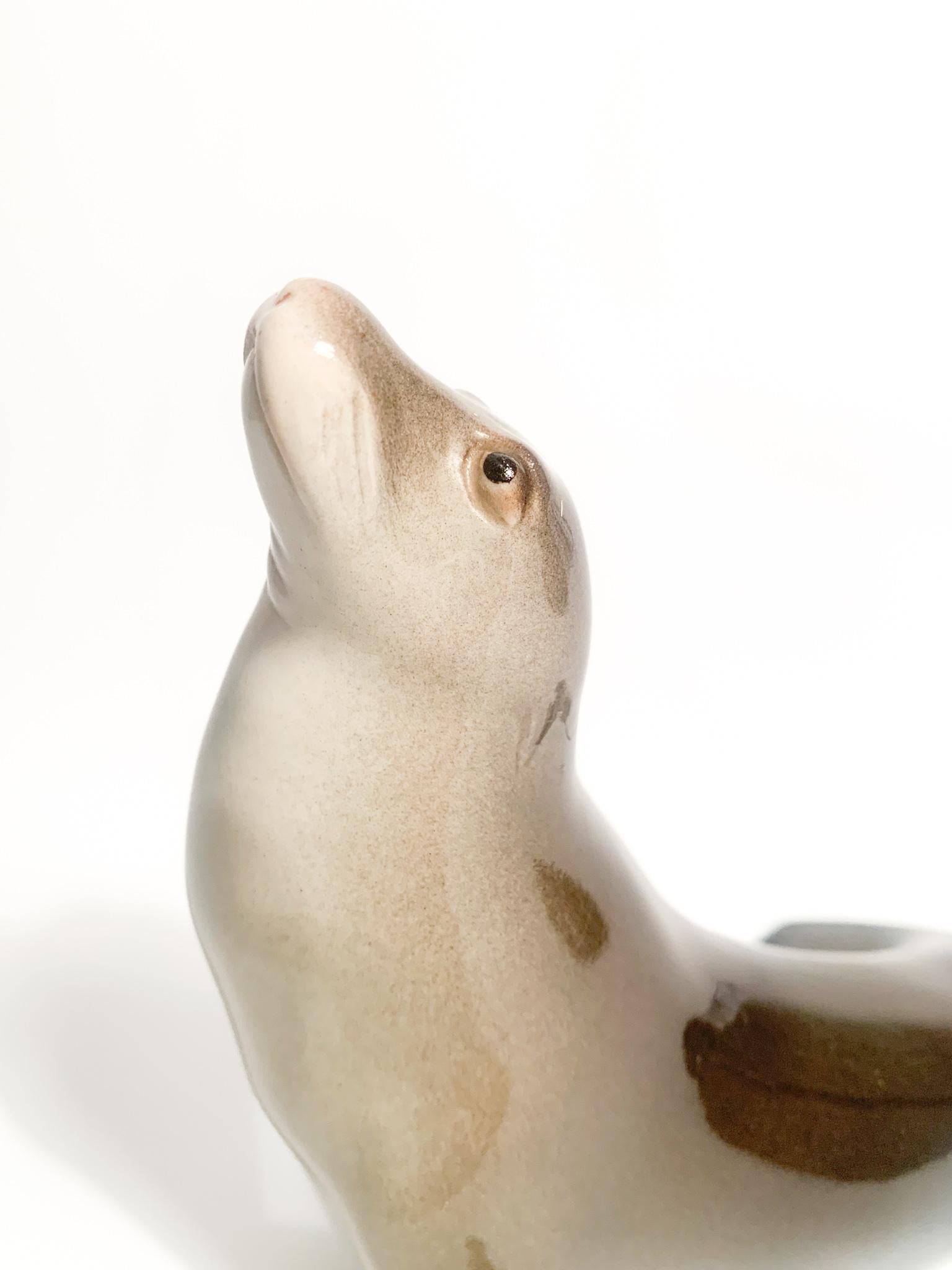 Porcelain URSS Ceramic Sculpture of a Seal from the 1940s For Sale