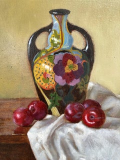 "Gouda Vase with Plums" - Framed Still Life Painting
