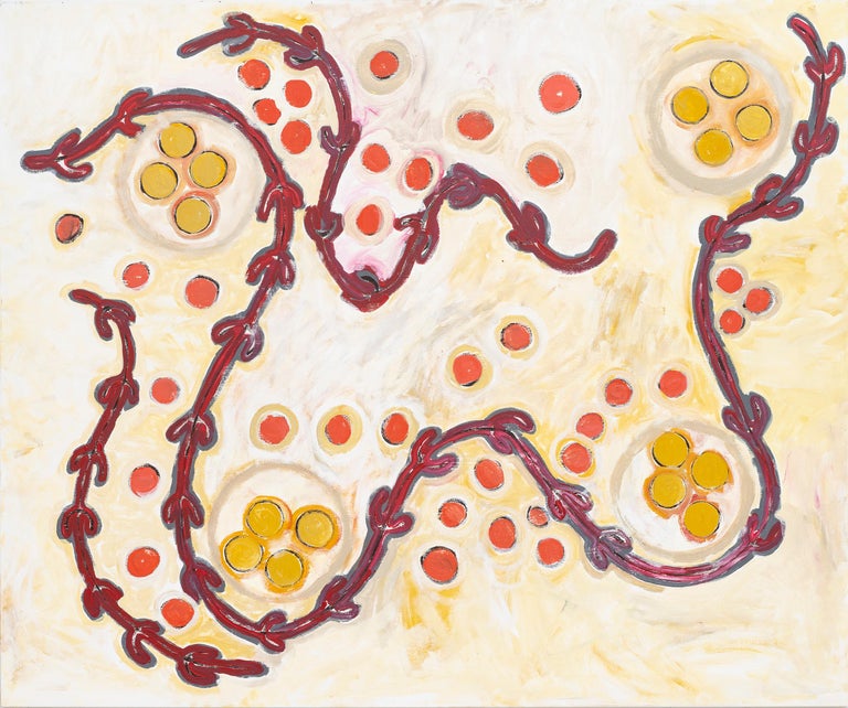 Painting 76x46cm Kylie Napangardi Williams Yarla Jukurrpa (Bush Potato Dreaming) - Warlukurlangu