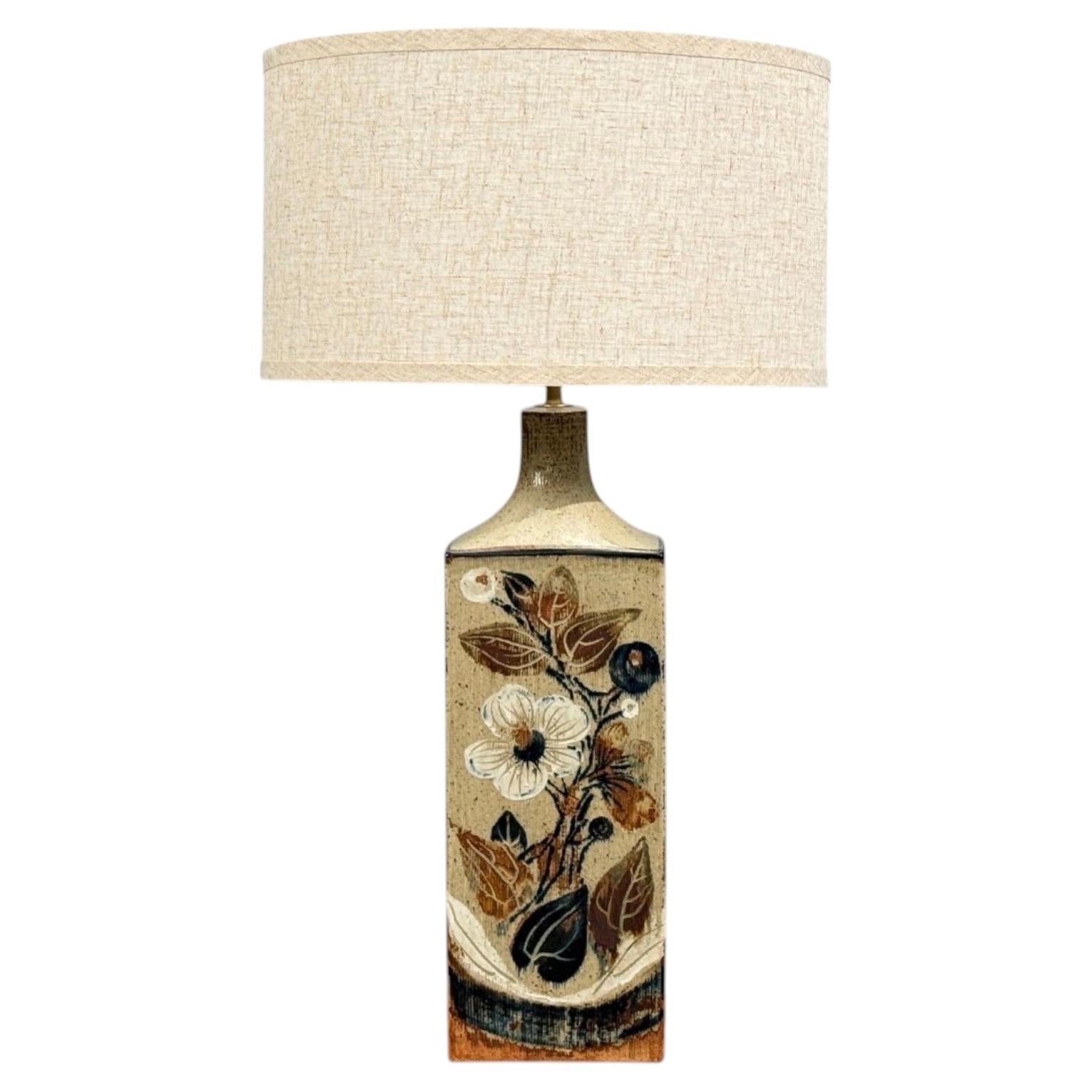 Ursula Printz, Large Table Lamp, Brown Stoneware, Denmark, 1960s