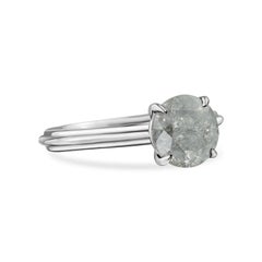 Ursula Rickmers Round Grey Diamond White Gold Engagement Ring, 2 Carats