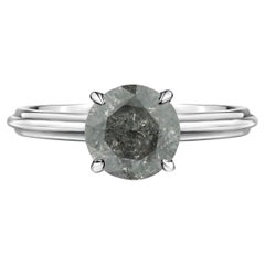 Ursula Rickmers Round Grey Diamond White Gold Engagement Ring, 2 Carats