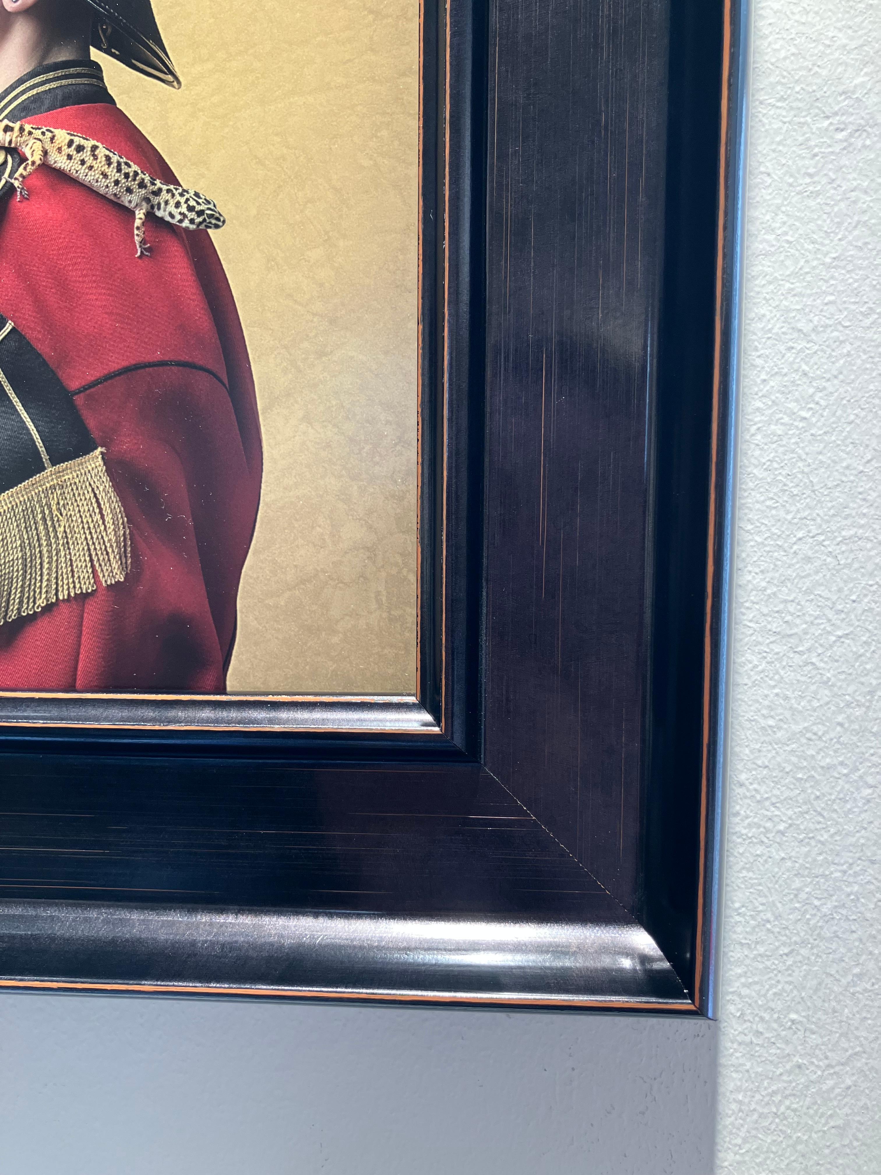 ''Lukah 2'' Dutch Contemporary Portrait of a Boy in Red Uniform with Gecko For Sale 1