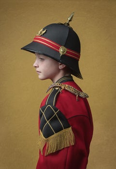 ''Lukah 2'' Dutch Contemporary Portrait of Boy in Red Uniform with Lizard