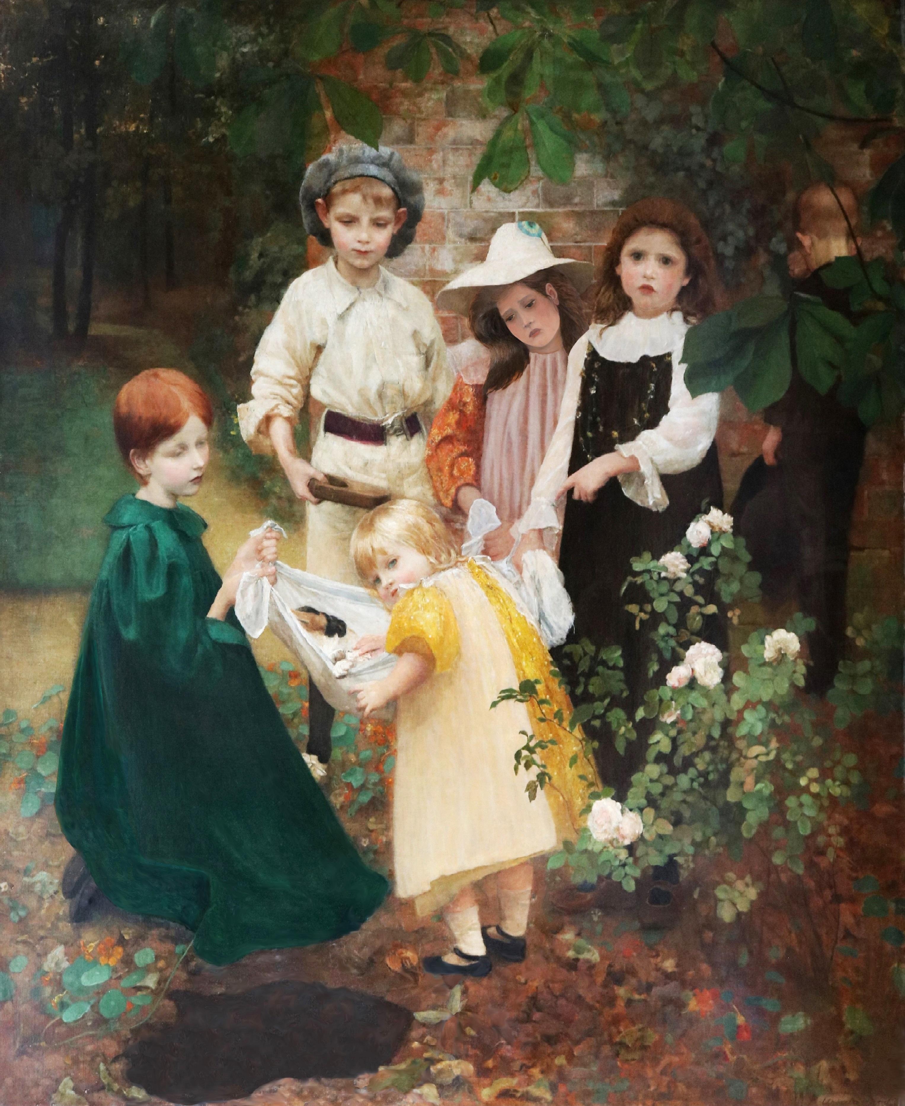 Amor et Pietas - Grande dipinto a olio da esposizione del XIX secolo Royal Academy 1897 - Painting Preraffaellita di Ursula Wood