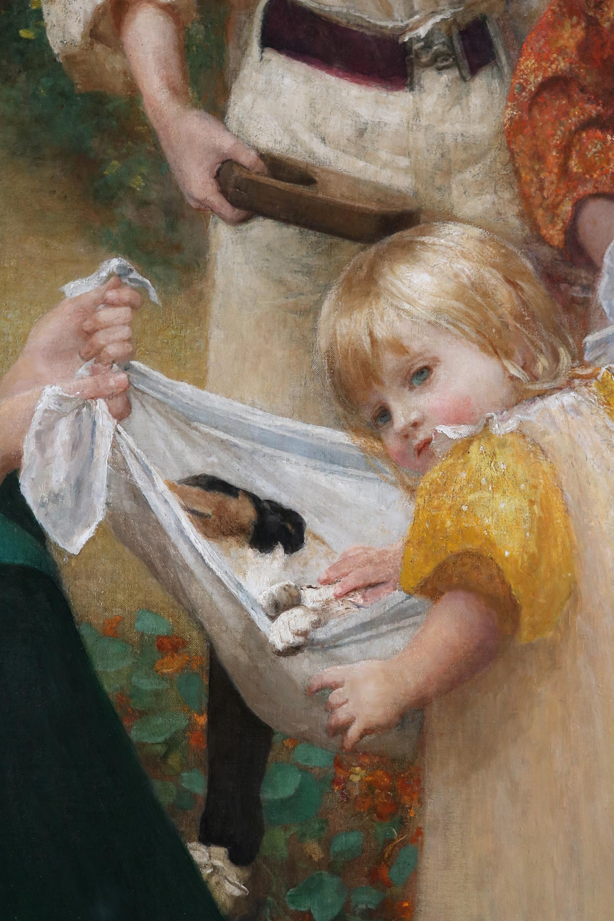 Amor et Pietas - Grande dipinto a olio da esposizione del XIX secolo Royal Academy 1897 in vendita 3