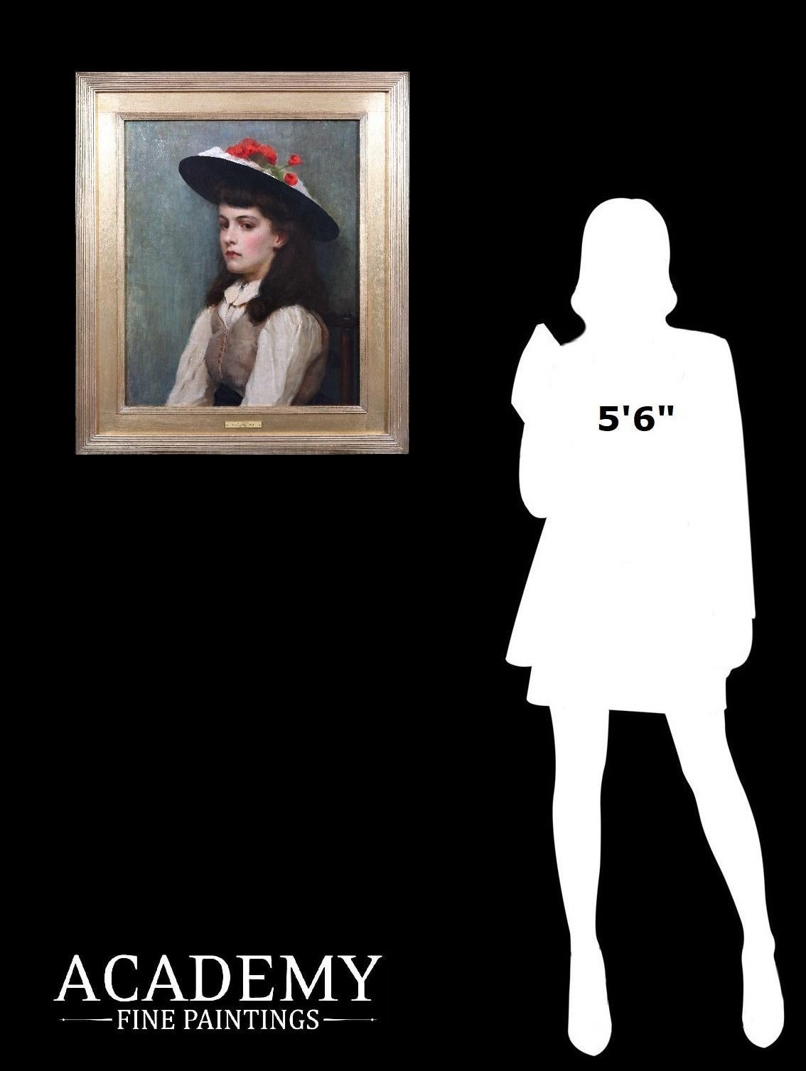 Miss Burnett - Peinture à l'huile du 19e siècle Portrait Jeune fille Beauté victorienne - École anglaise Painting par Ursula Wood S.W.A.