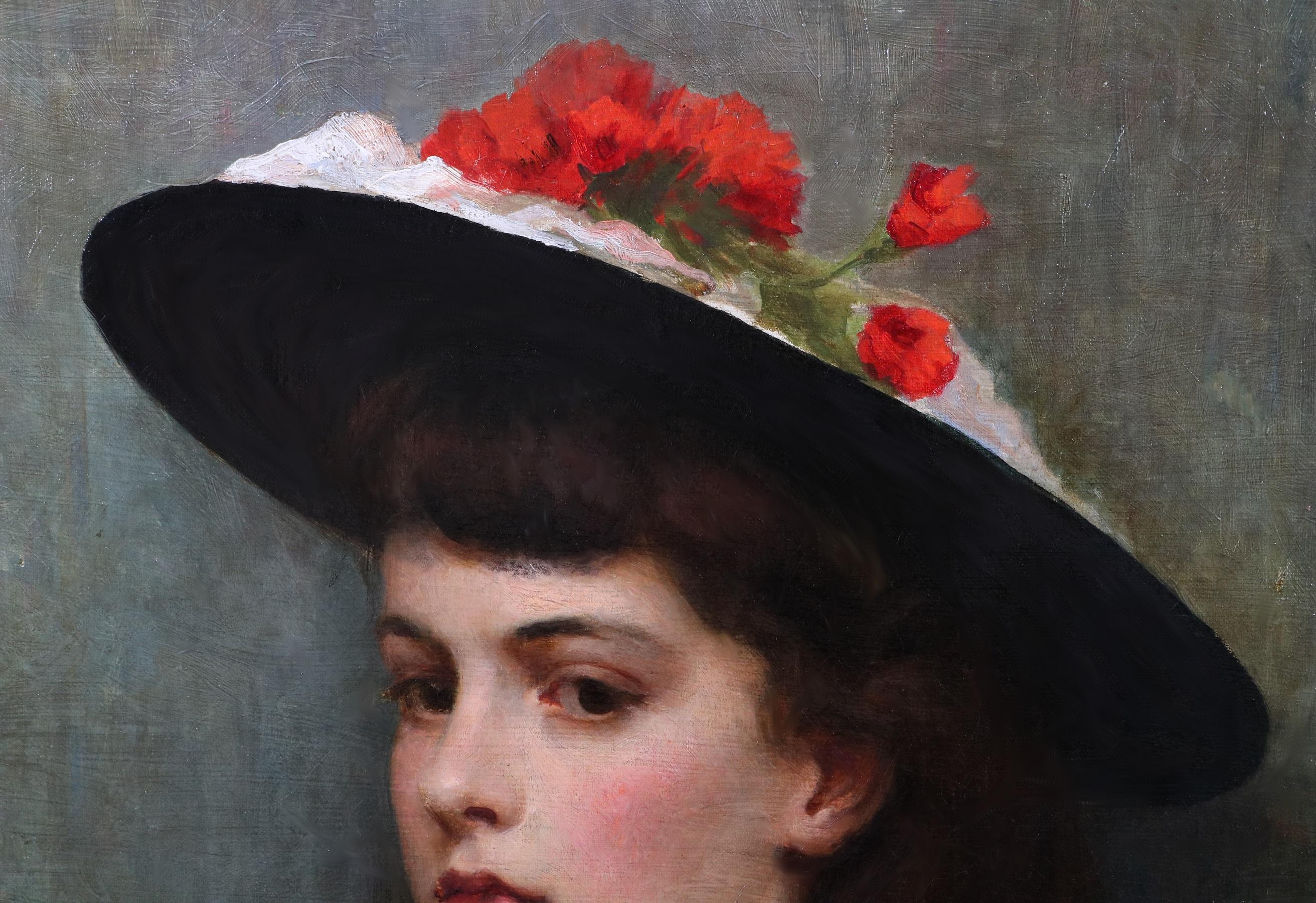 Miss Burnett - Peinture à l'huile du 19e siècle Portrait Jeune fille Beauté victorienne en vente 2