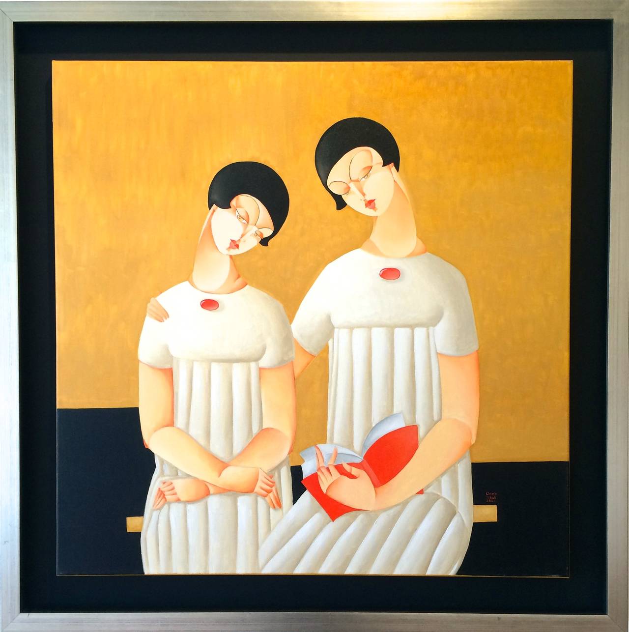 Urszula Tekieli Figurative Painting – Lectio III Lesebuch