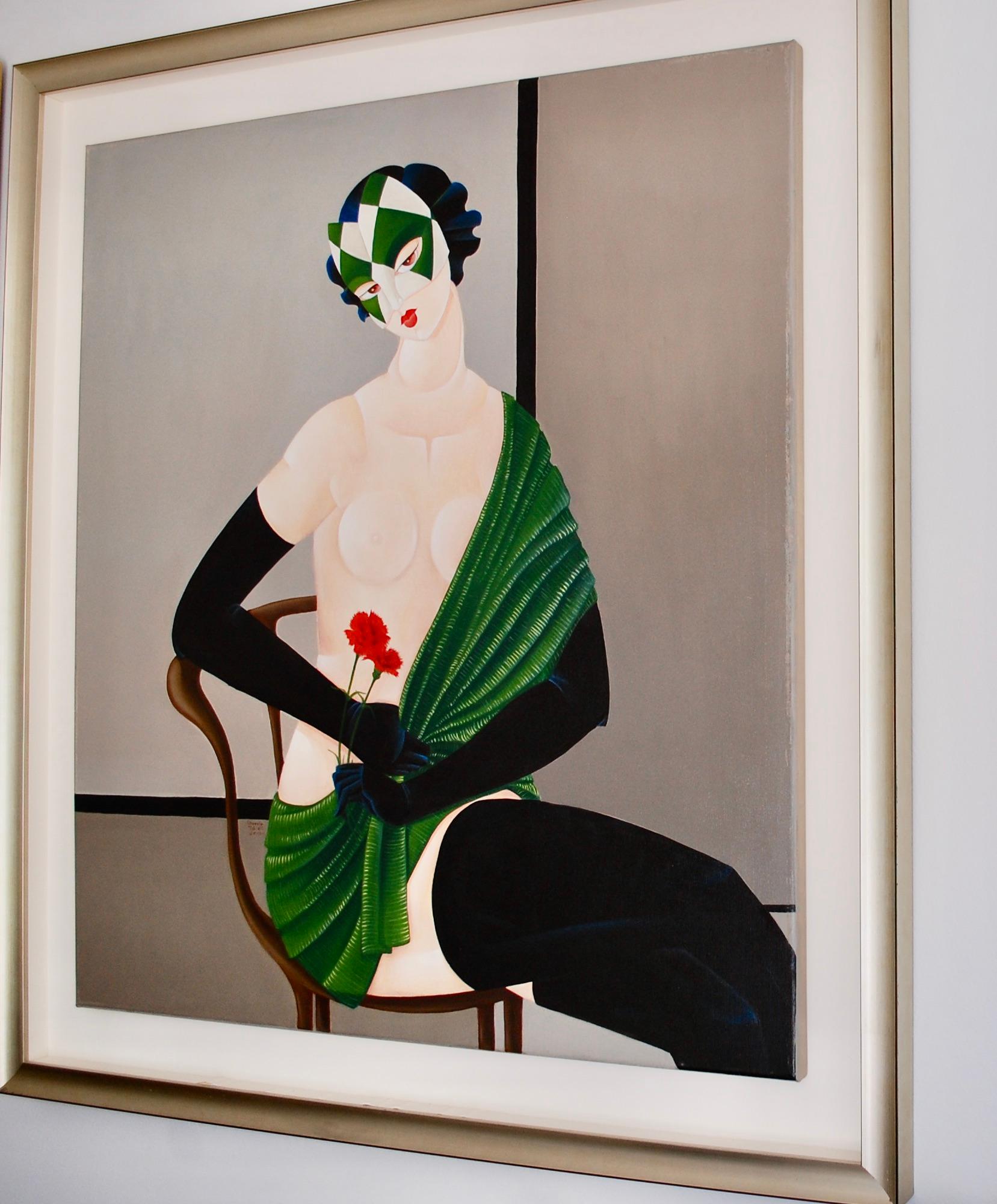 Semi Nude Zeitgenössische Malerei von einer Frau auf dem Stuhl sitzend im Angebot 4