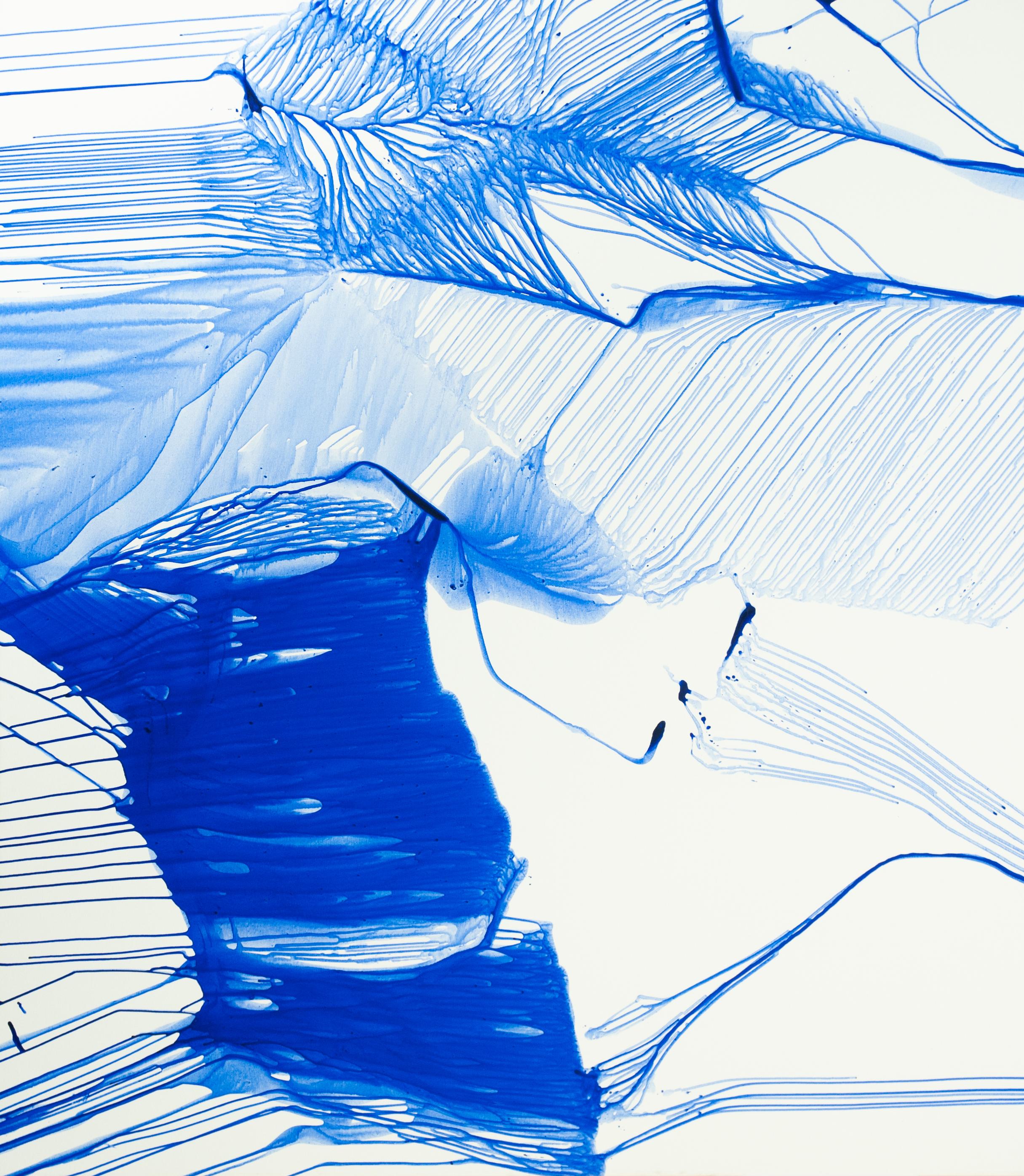 Bluemetrie 11 - Zeitgenössisches Blau, Weiß - Abstrakte XL Malerei, Konzeptuelle Kunst