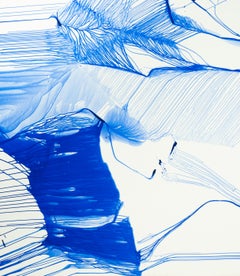 Bluemetrie 11 - Contemporáneo Azul, Blanco - Pintura XL Abstracta, Arte Conceptual