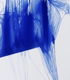 Bluemetrie  23 - Contemporáneo Azul, Blanco - Pintura XL Abstracta, Arte Conceptual