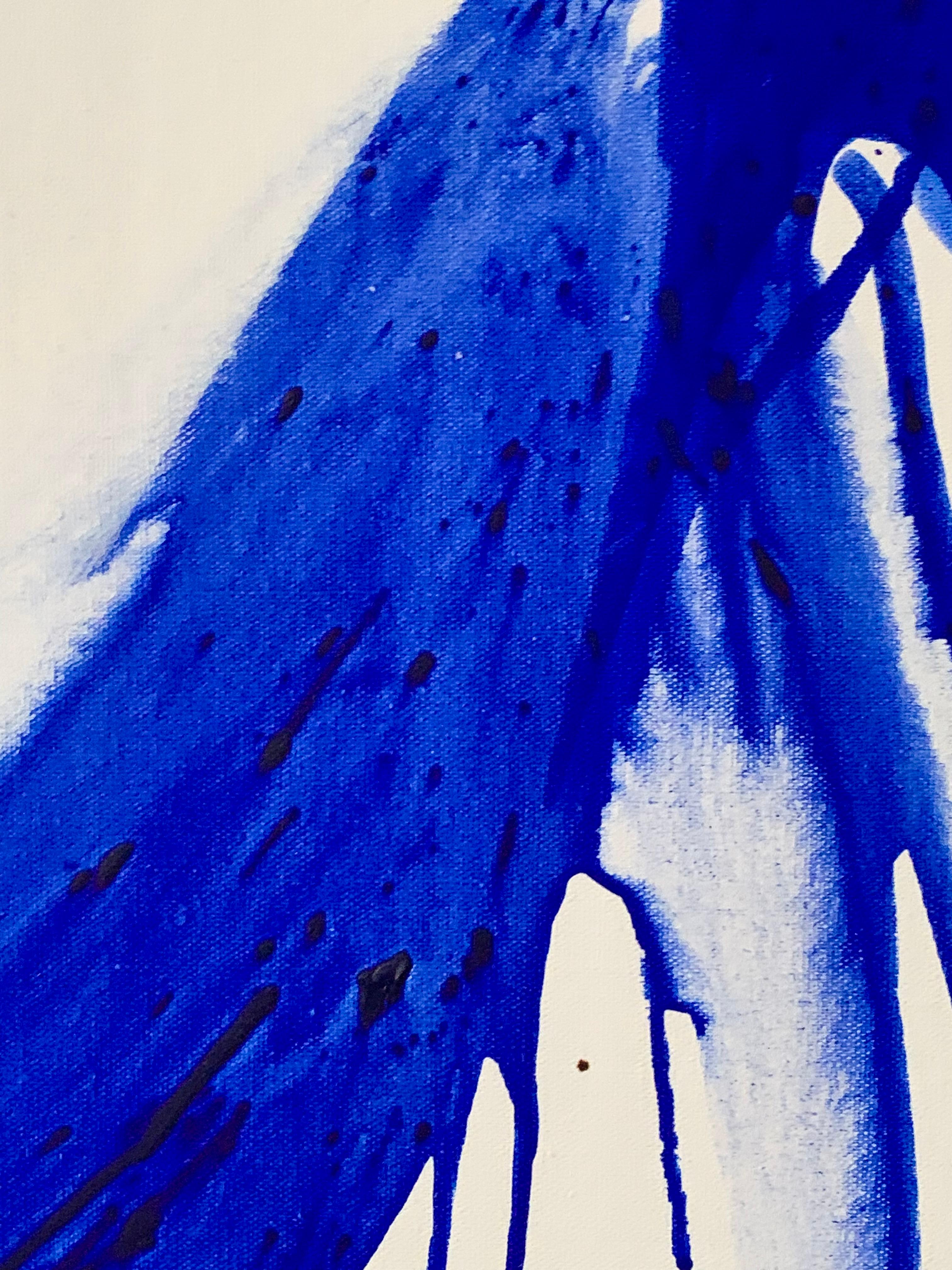 Série Bluemetrie moderne bleu-blanc  Peinture à l'huile abstraite, art conceptuel XL  en vente 2