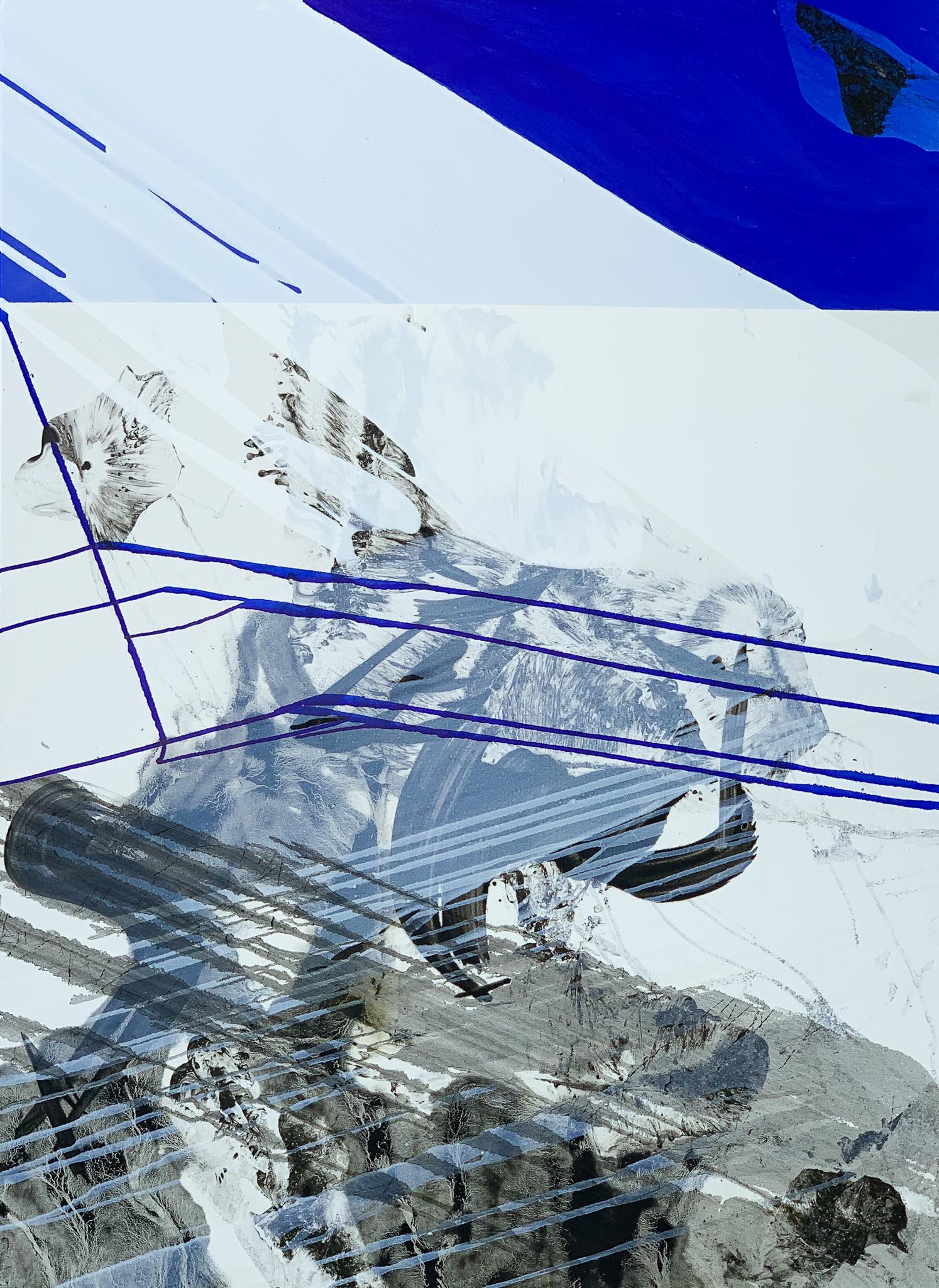 Topography With A Blue Line 1 - Zeitgenössische abstrakte Malerei, Konzeptkunst