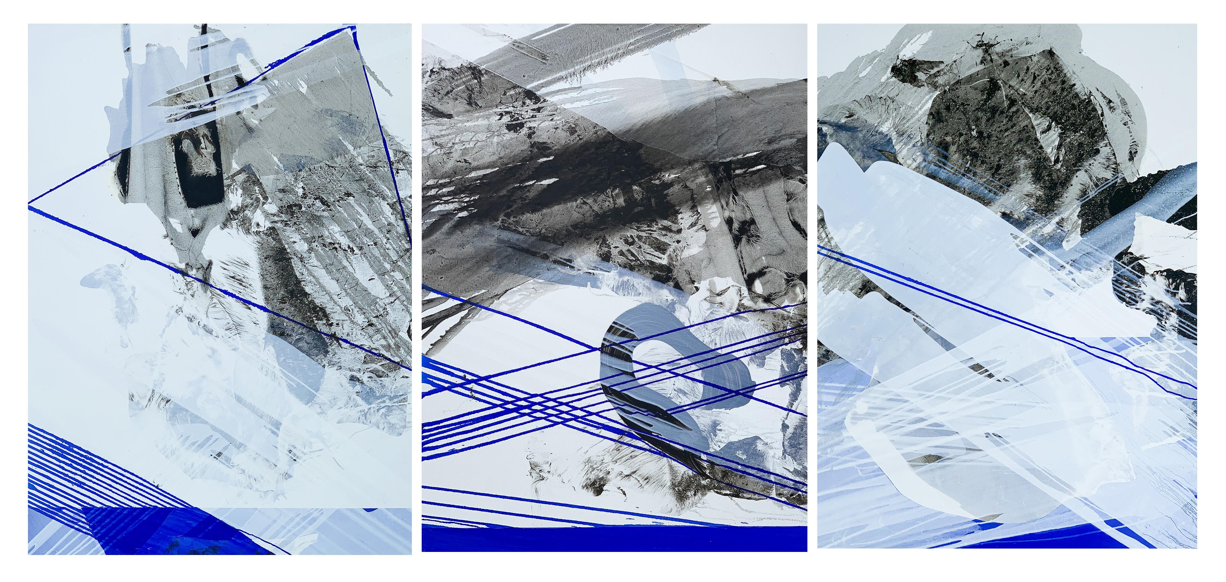 Topography With A Blue Line 5 - Zeitgenössische abstrakte Malerei, Konzeptkunst im Angebot 1