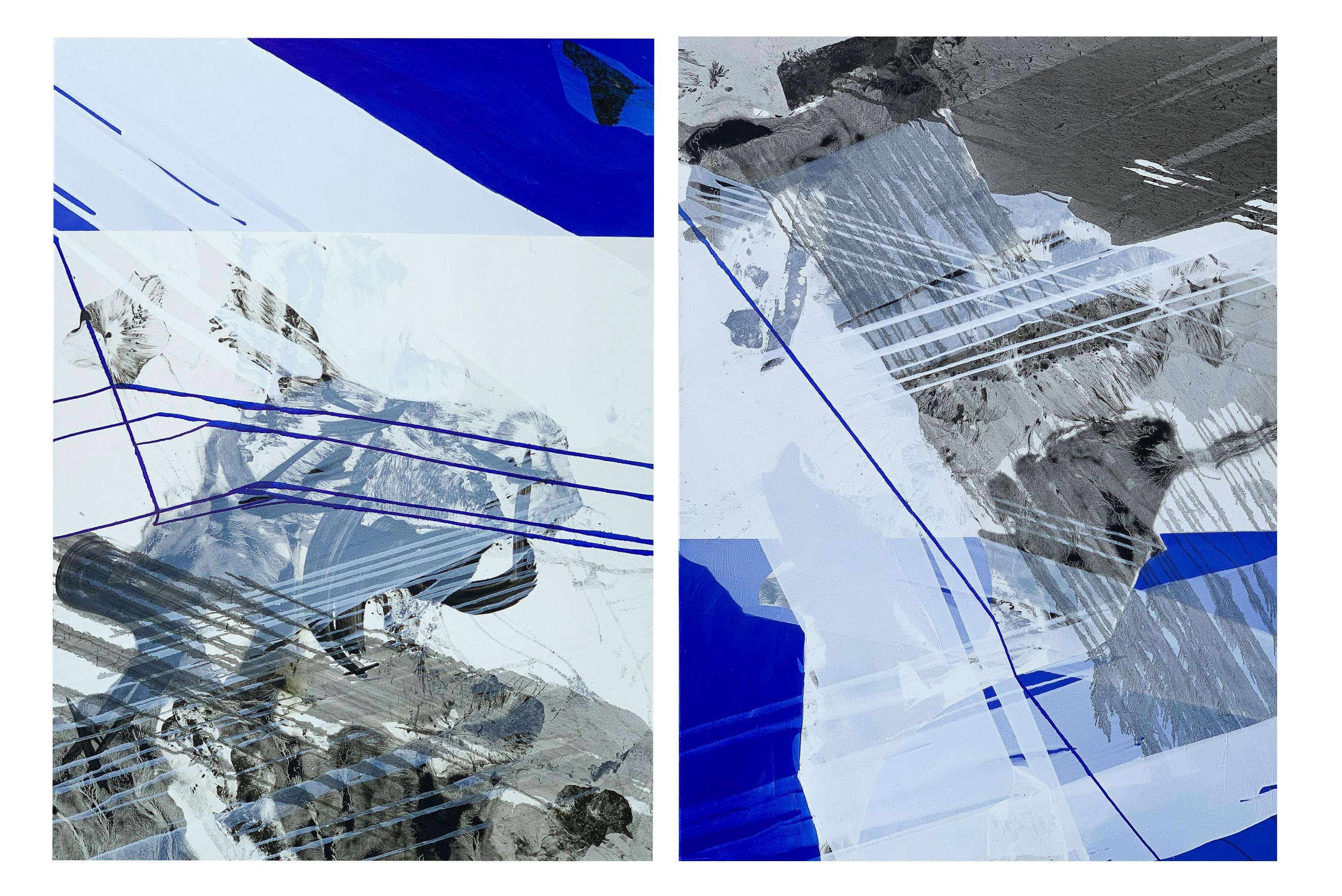 Topographie avec une ligne bleue 5 - Peinture abstraite contemporaine, art conceptuel en vente 2