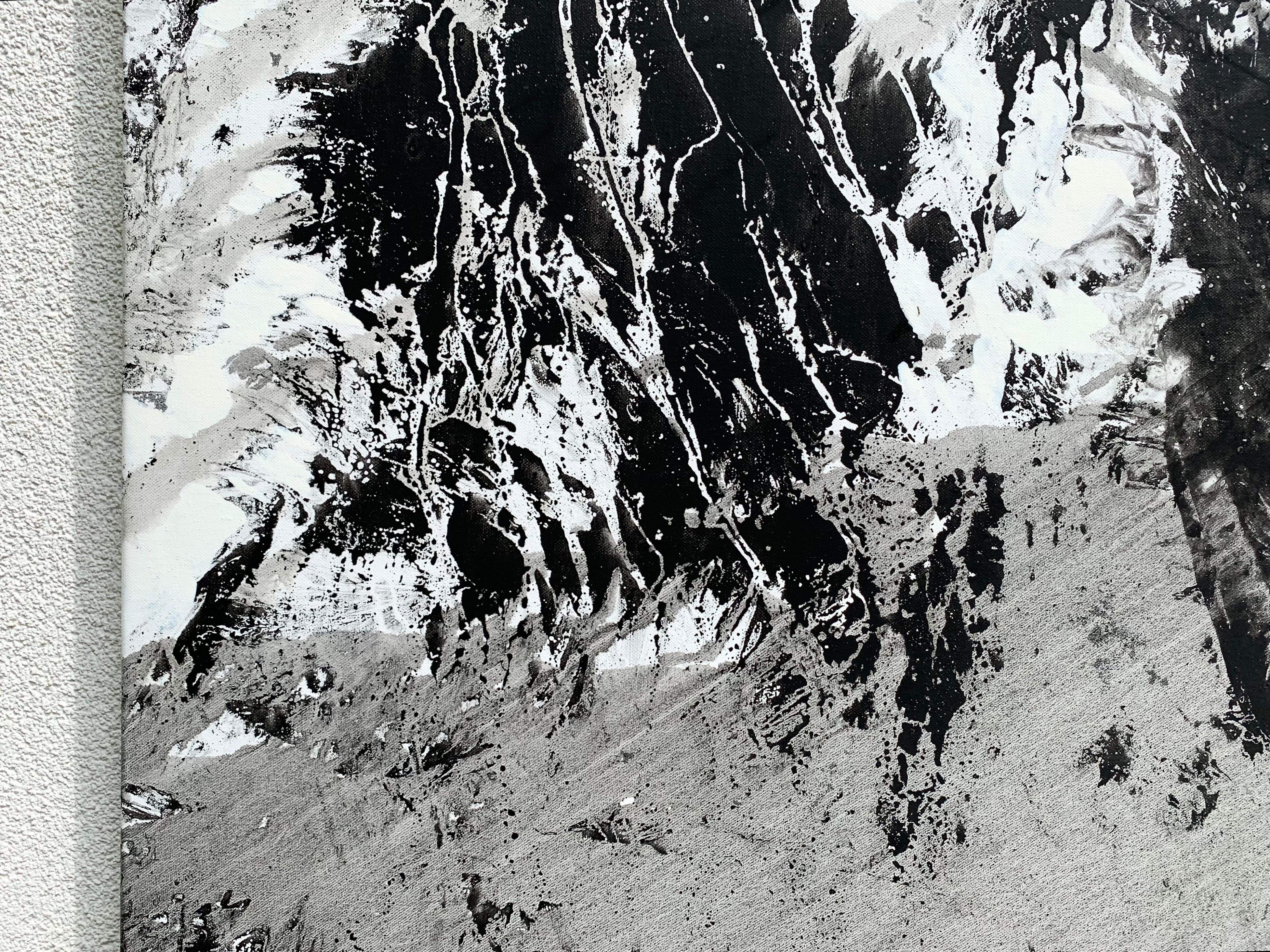Topographie mit Blau  - Zeitgenössische abstrakte Malerei, Konzeptuelle Kunst (Grau), Abstract Painting, von Urszula Wilk