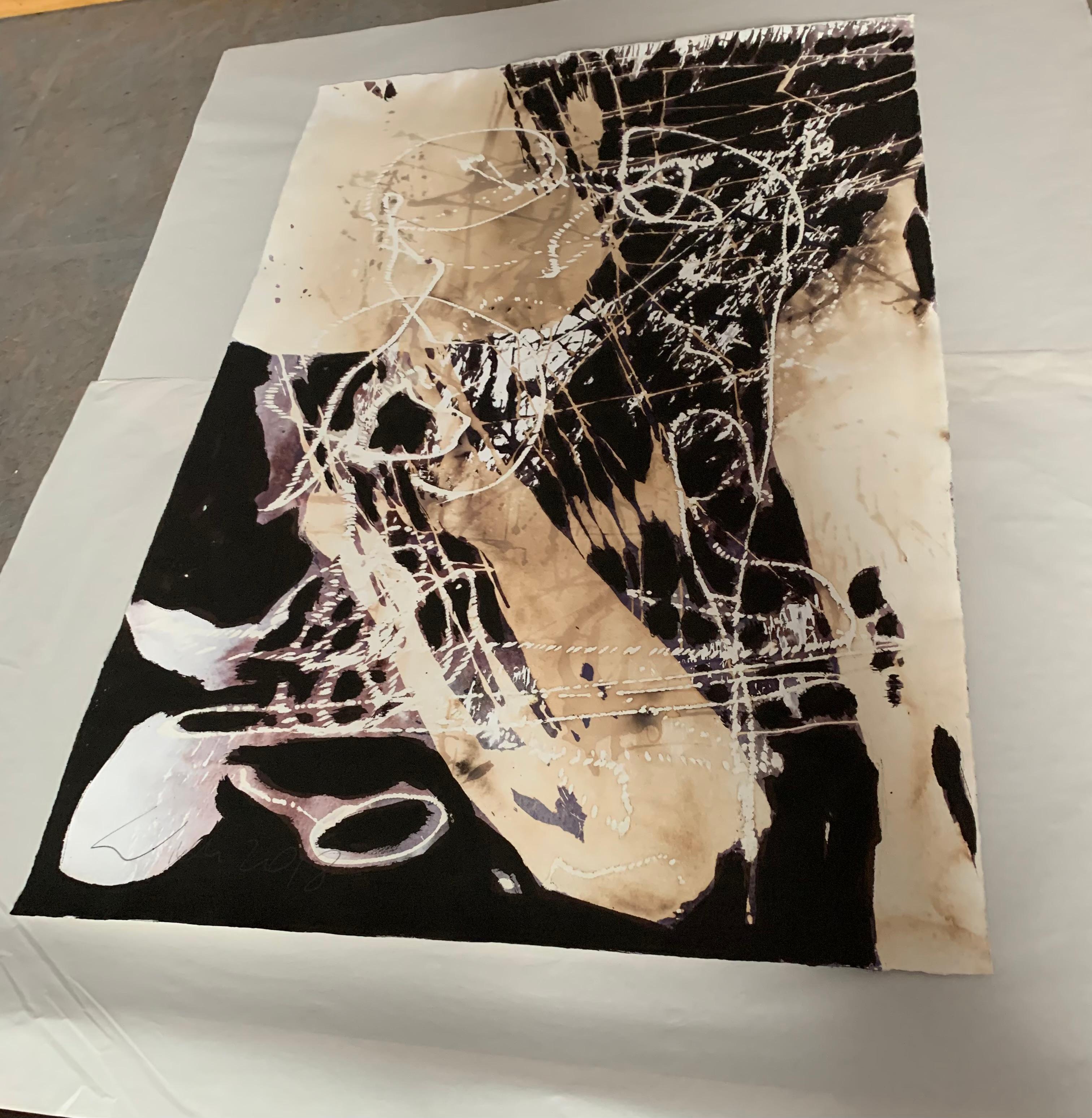 Senza titolo 1 - Astratto espressivo contemporaneo  Pittura, Arte concettuale - Abstract Drawing Beige di Urszula Wilk
