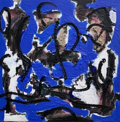 Untitled 21  - Contemporary Blue, White, Abstract Oil Painting, Conceptual Art