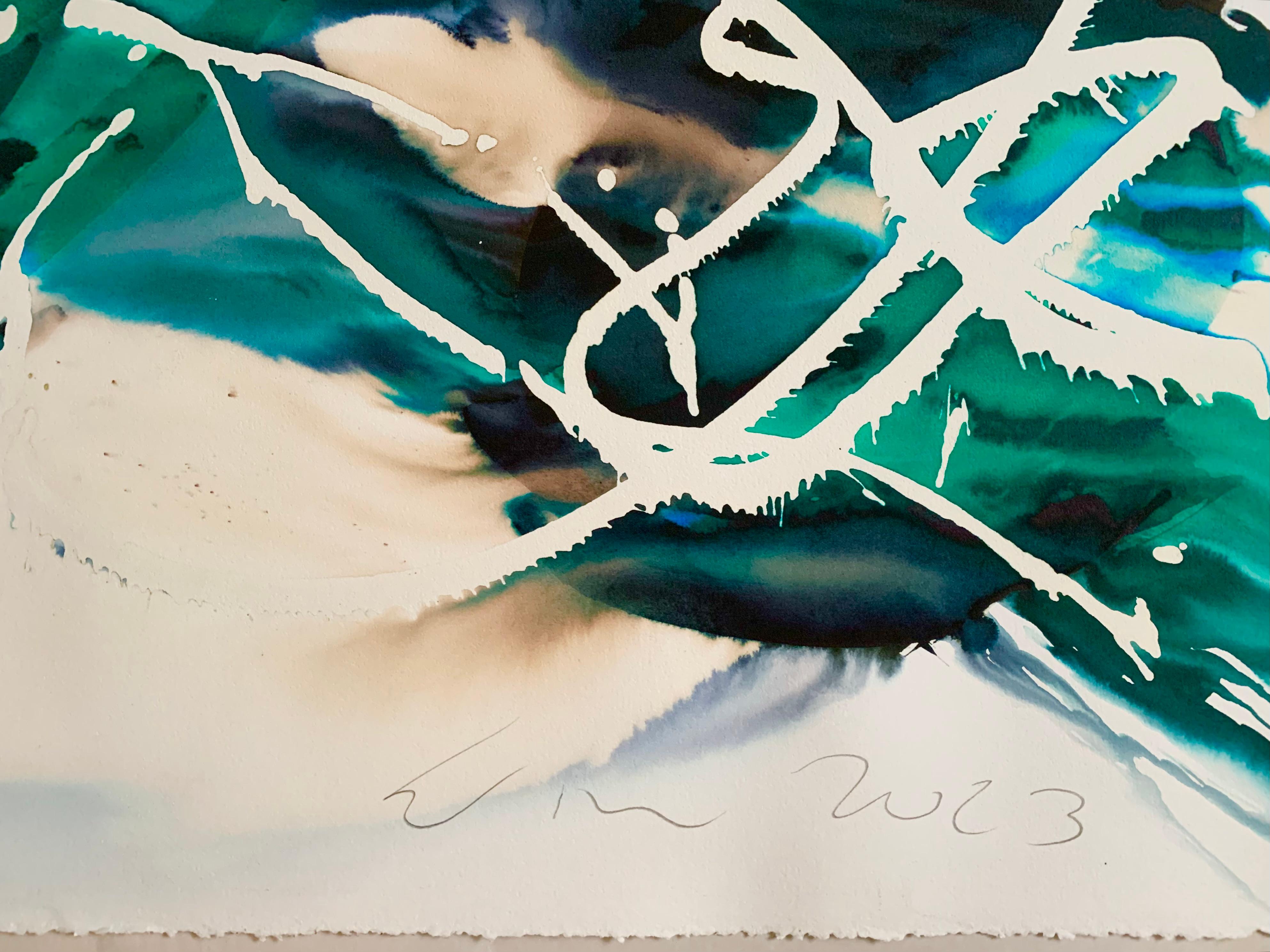 The artwork is signed (see last photo) and will be shipped rolled in a tube.

Urszula Wilk – artist statment:
 I have always been interested in the idea of infiniteness of a painting and its opposite – that is the physical finiteness of the