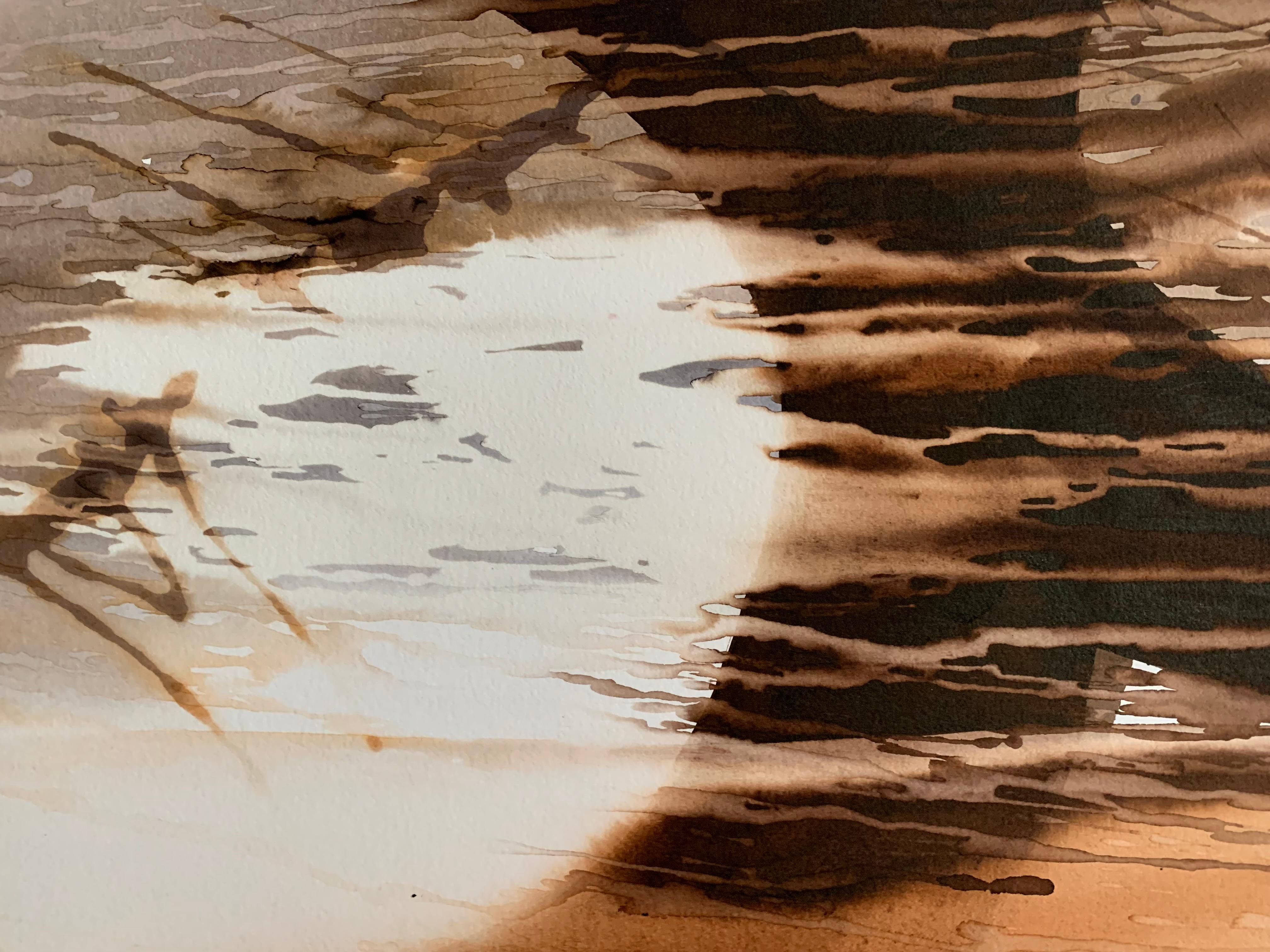 The artwork is signed (see last photo) and will be shipped rolled in a tube.

Urszula Wilk – artist statment:
 I have always been interested in the idea of infiniteness of a painting and its opposite – that is the physical finiteness of the