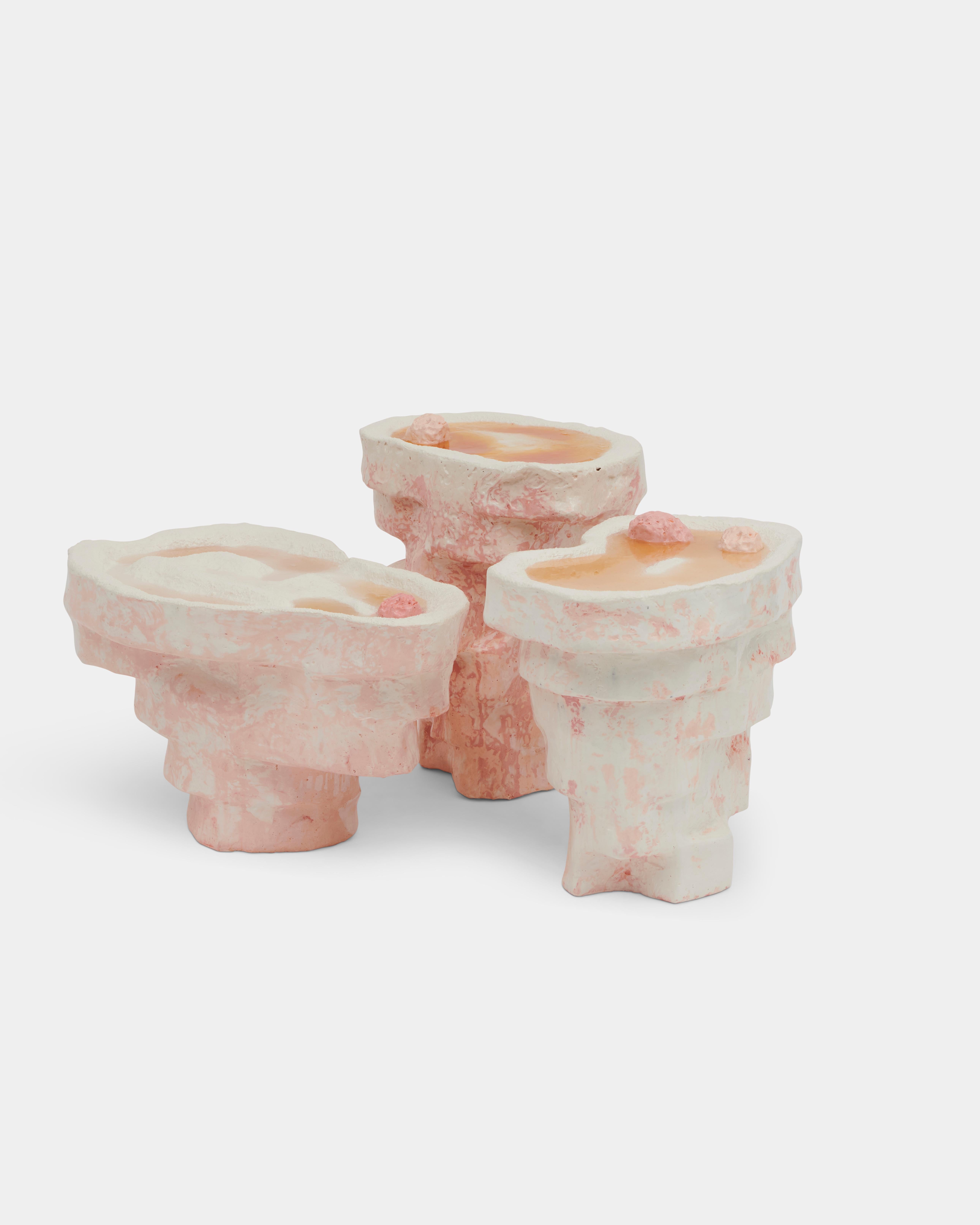 Urubamba Coffee Table by Auchkatz Studio 
MATERIALS: JESMONITE, STYROFOAM, RESIN, PIGMENTS, VARNISH

AuchKatzStudio is a French design studio established in 2017 and composed of the visual artist Elsa Belbacha-Lardy and the space and product