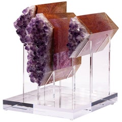 Uruguay Amethyst and Boil Glass fusion Sculpture