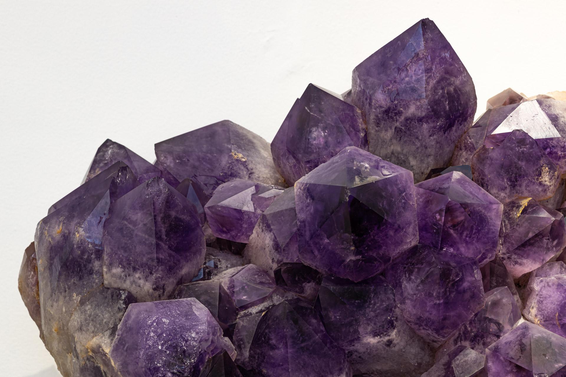 Mexican Uruguay Amethyst Quartz Crystals Cluster on Custom Acrylic Base For Sale