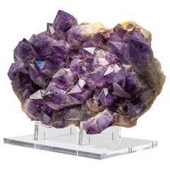 Uruguay Amethyst Quartz Crystals Cluster on Custom Acrylic Base