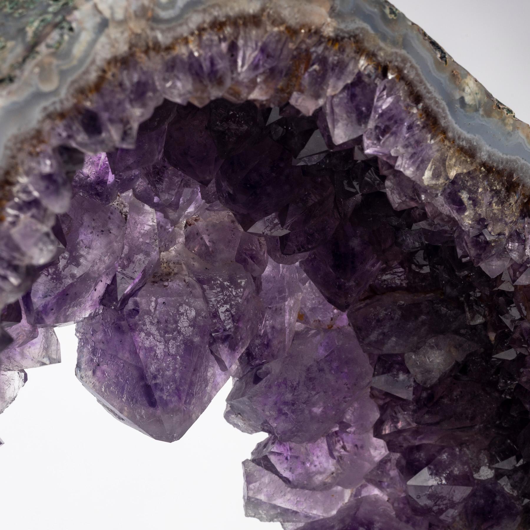 Uruguay Amethyst Quartz Crystals Geode on Custom Acrylic Base For Sale 2