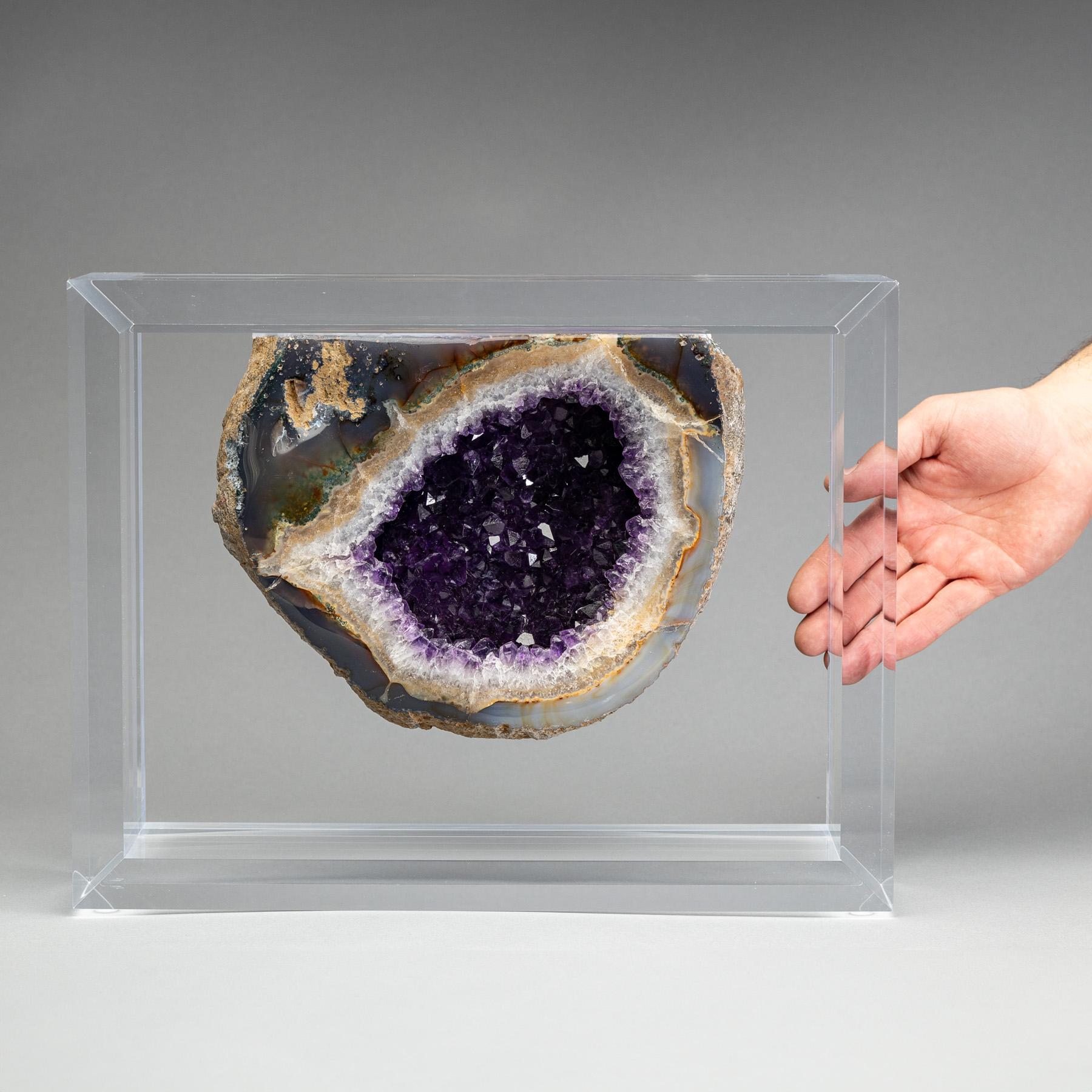 Uruguayan Amethyst Geode on Custom Acrylic Box 2