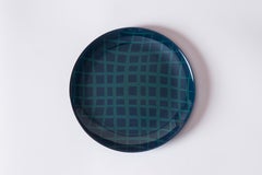 Urushi Lacquered Glass Plate 'Network Blue'