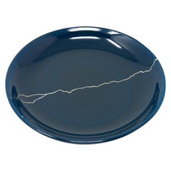 Piatto in vetro laccato Urushi "Tsukroi Blue 1