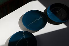 Plato de cristal lacado Urushi "Tsukroi Azul 3
