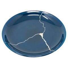 Plato de cristal lacado Urushi "Tsukroi Azul 3