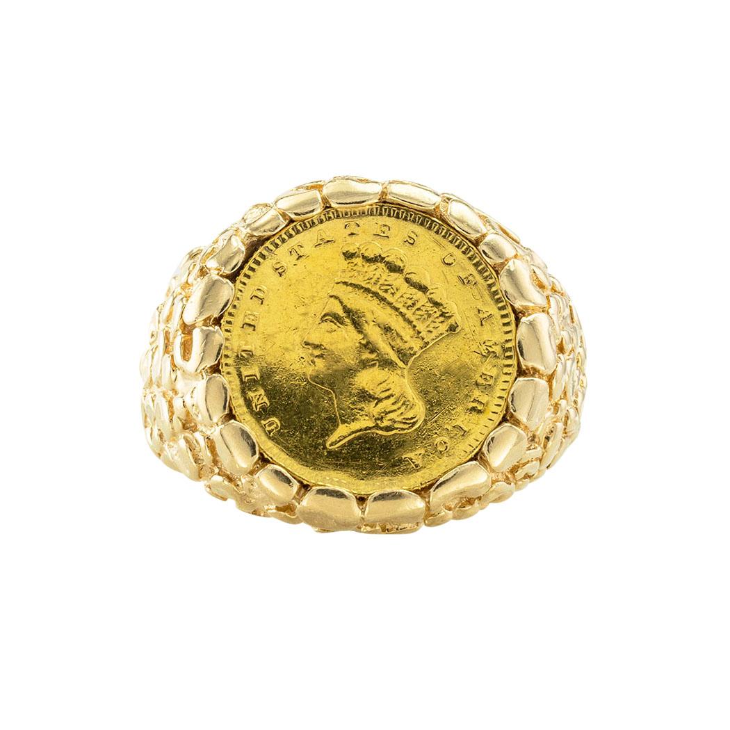 US 1856 Liberty Goldmünze Herrenring im Zustand „Gut“ in Los Angeles, CA