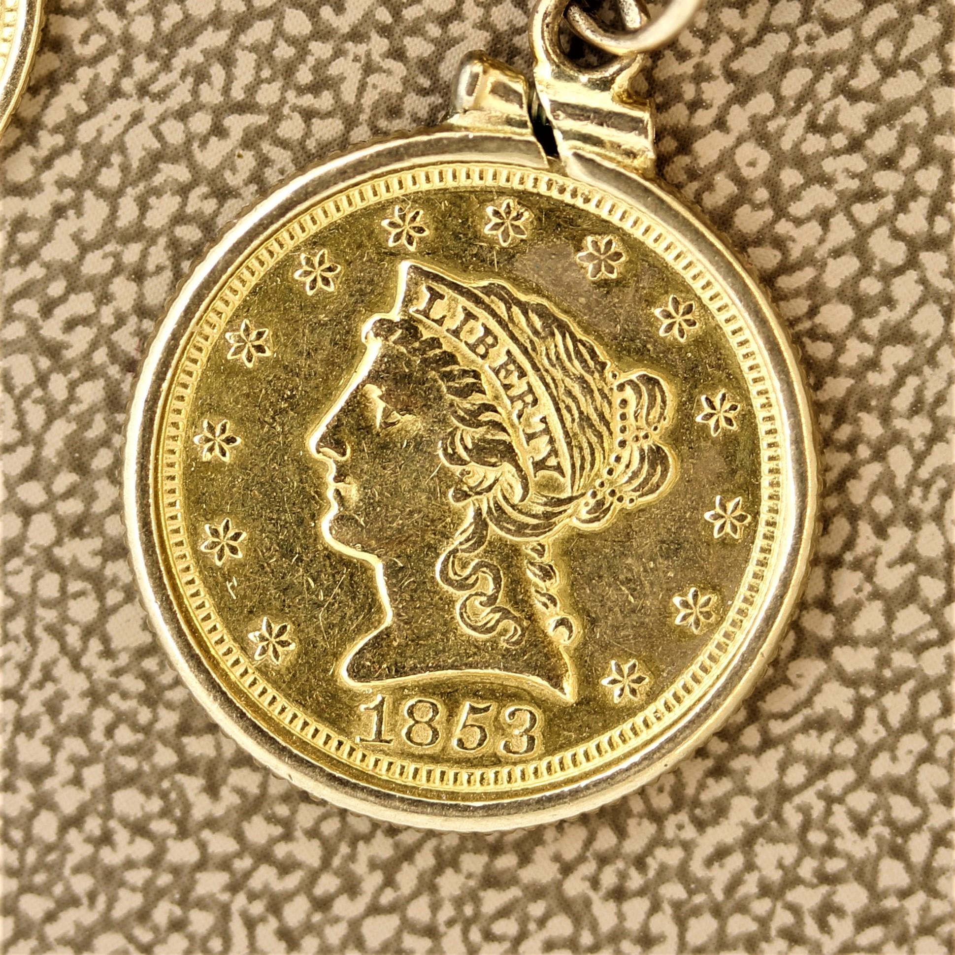 US Antique Gold Coin Charm Bracelet In Excellent Condition In Beverly Hills, CA