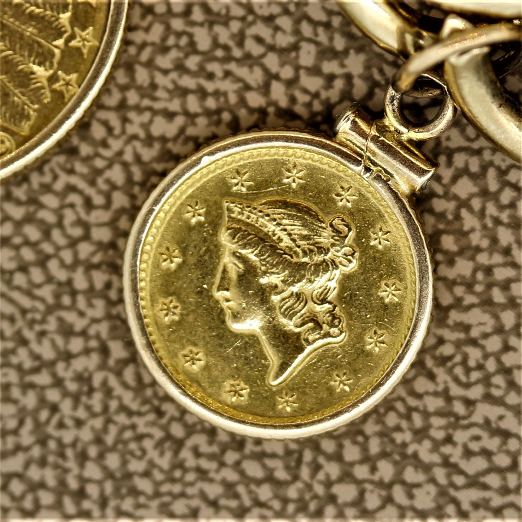 US Antique Gold Coin Charm Bracelet 1