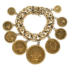 US Antique Gold Coin Charm Bracelet