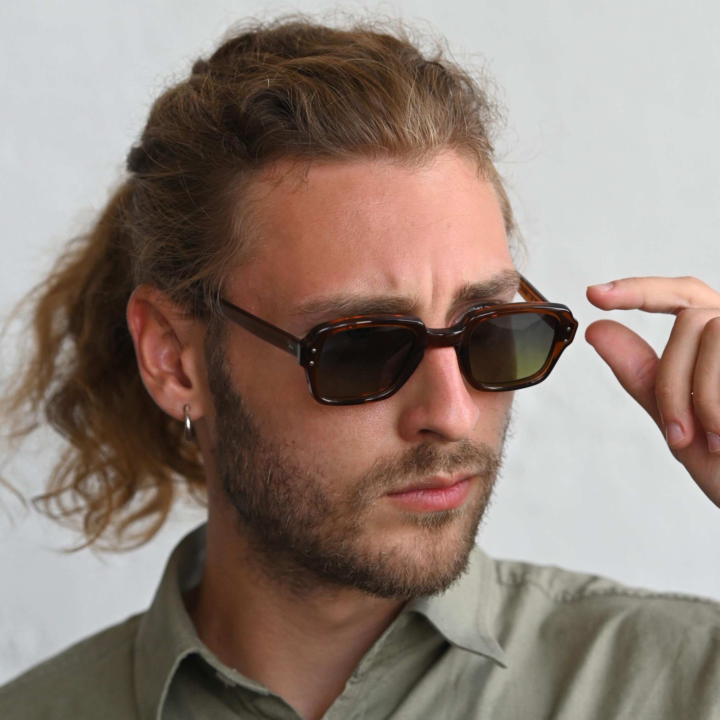 US Army 80er Jahre quadratische vintage Sonnenbrille (Braun)