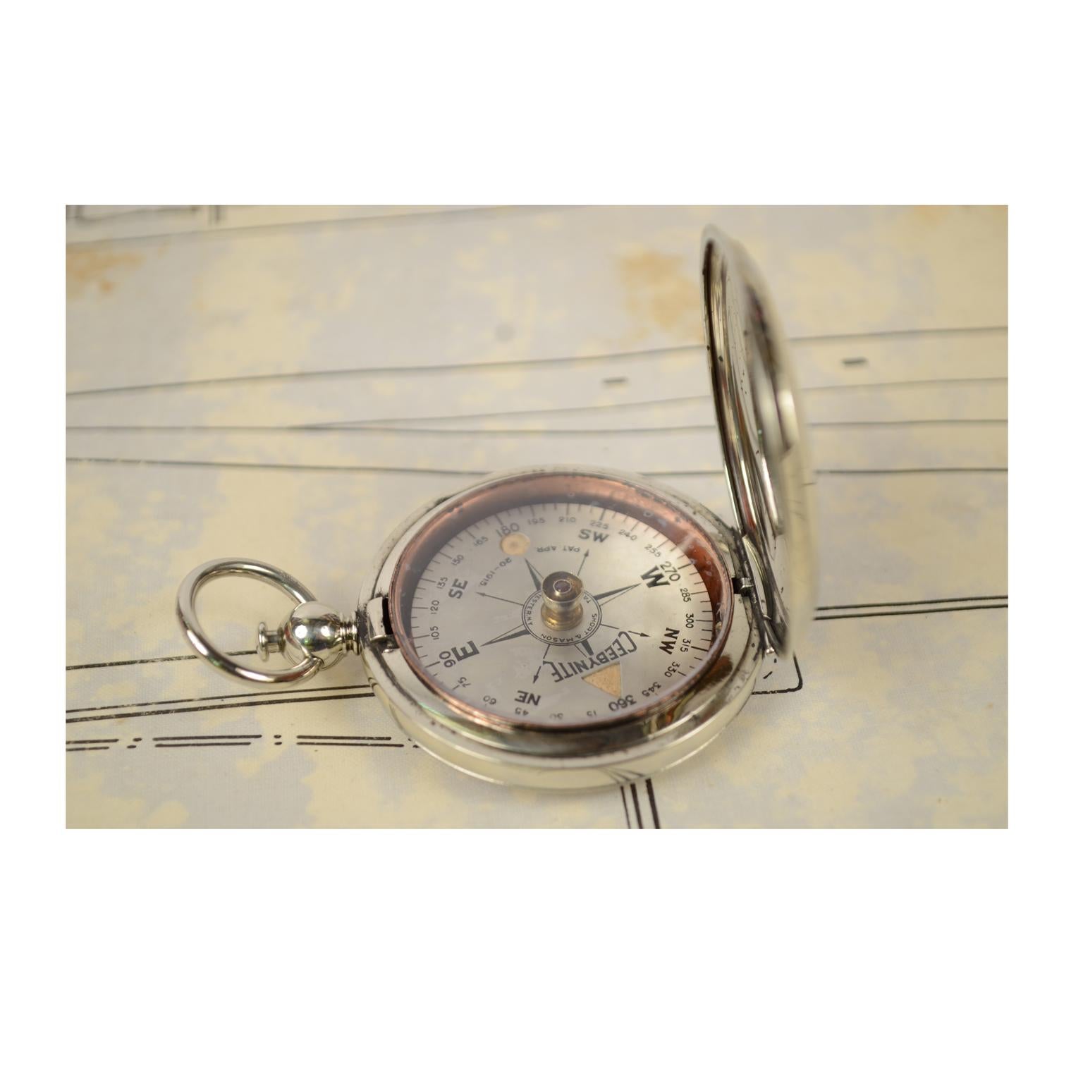 American US Army Pocket Compass First World War Chromed Brass